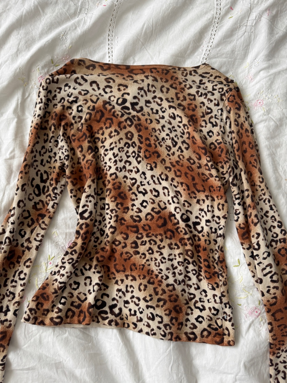 Y2K Style & Co Leopard Print V-Neck Sweater - Beige & Brown Size M - Picture 5 of 5